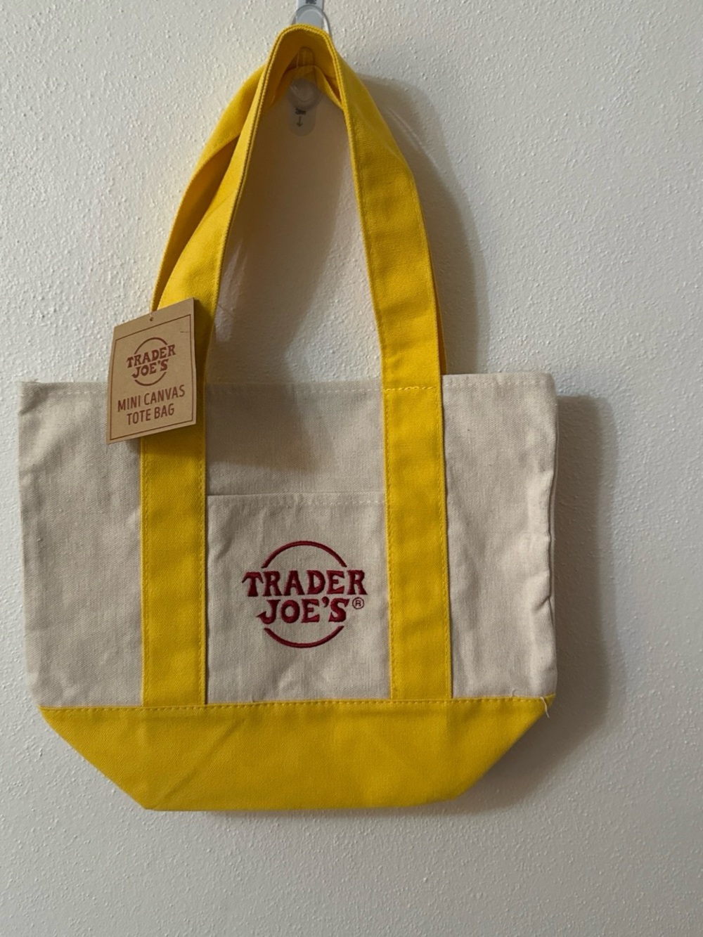 Trader Joe's Yellow & Cream Mini Canvas Tote